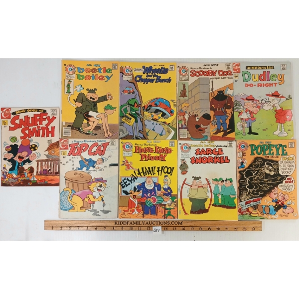 LOT OF 9 - CHARLTON COMICS - POPEYE, SCOOBY-DOO, TOP CAT, SARGE SNORKEL, DUDLEY DO-IT RIGHT, ETC