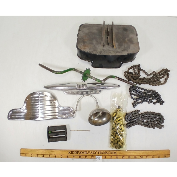 QTY OF PLYMOUTH PEDDLE CAR PARTS - INCL SEAT, BELL, GRILL, ETC