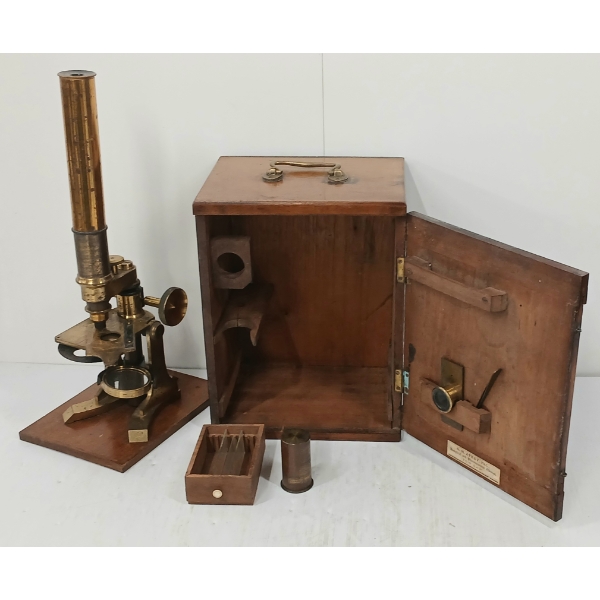 G.H. ATHEY PH.C. MICROSCOPE - BRASS - C. VICTORIAN ERA