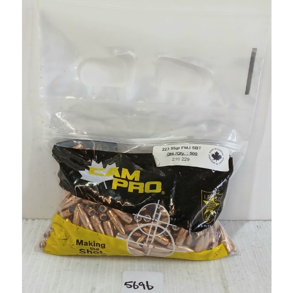 BULLETS: 500X CAMPRO .223 - 55GR - FMJ SBT - SEALED