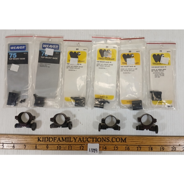 JOB LOT - PAIRS OF SCOPE RINGS & TOP MOUNT BASES ETC