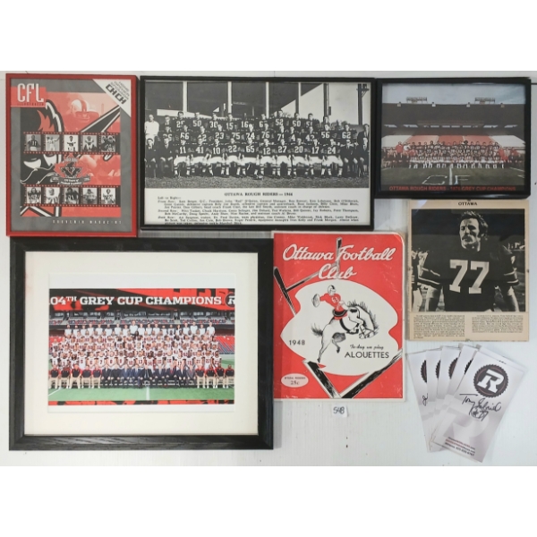 JOB LOT - CFL & OTTAWA ROUGH RIDERS COLLECTIBLES - PROGRAMS, TEAM PHOTOS, AUTOGRAPHS, ETC