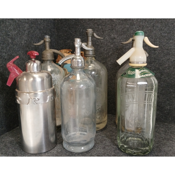 LOT OF 6 - SYPHON BOTTLES - INCL ACME BOTTLING WORKS, ETC