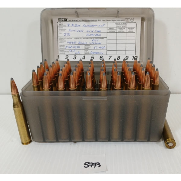 AMMO: 50X MIXED .270 WIN - 140GR - HORNADY INTERLOK BTSP - RELOADS