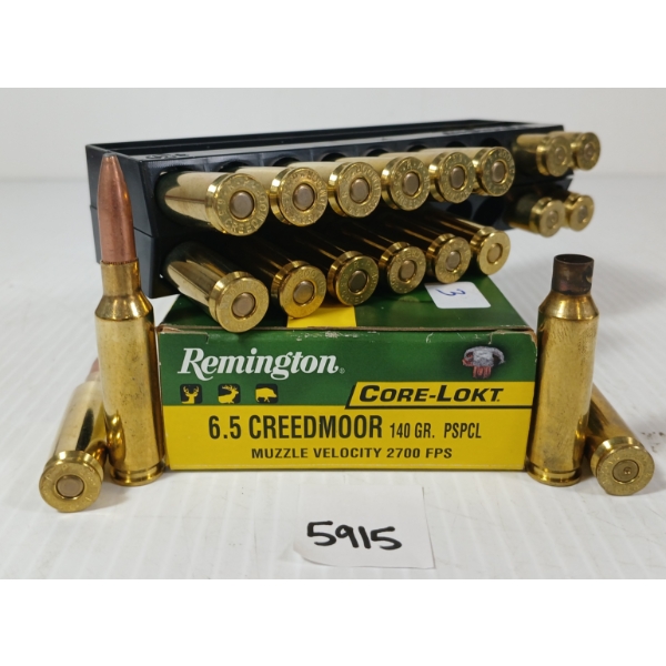 AMMO / BRASS: 14X REMINGTON 6.5 CREEDMOOR - 140GR - PSPCL LIVE / 6X BRASS
