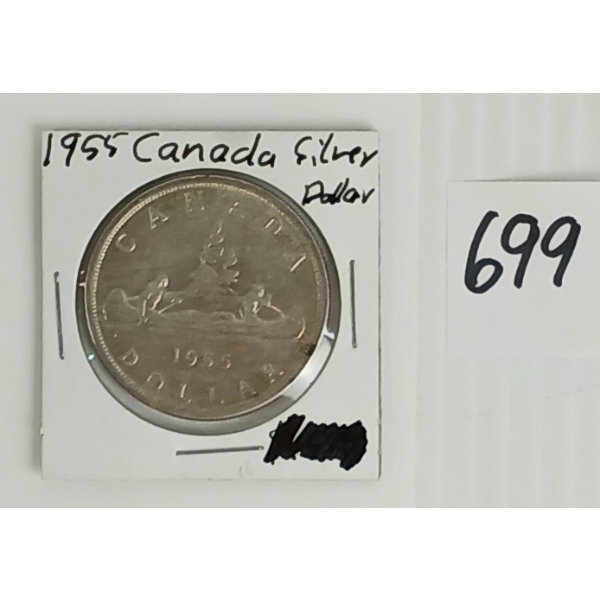 1955 CDN SILVER DOLLAR COIN