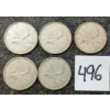Image 1 : LOT OF 5 - 1963-1968 CDN 25 CENT SILVER COINS