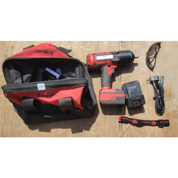 LOT OF 4 - SNAP ON IMPACT, 18V BATTERIES, TOOL BAG