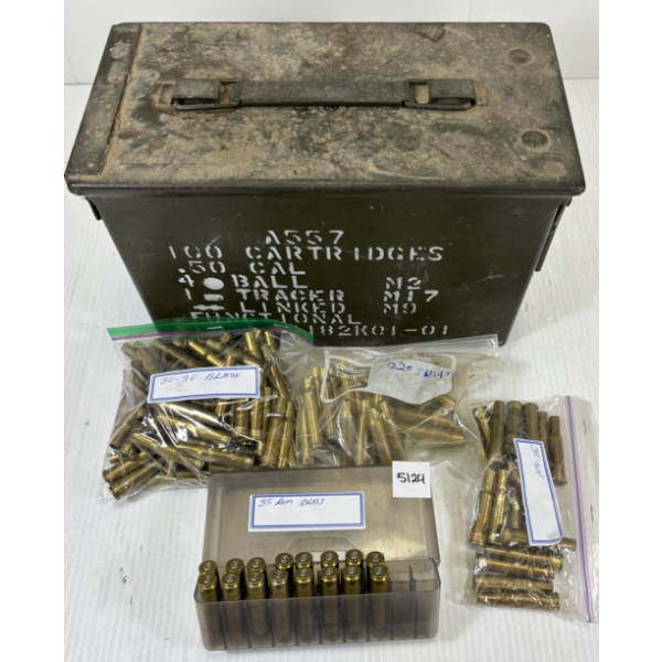 BRASS: 100+ MIXED CAL W/ AMMO CAN