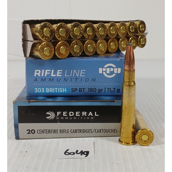 AMMO: 40X FEDERAL & PPU .303 BRIT - 180GR - SP BT & SP