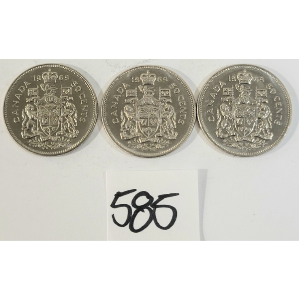 LOT OF 3 - 1969 CDN 50 CENT COINS