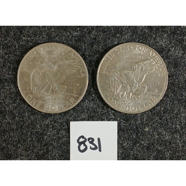 LOT OF 2 - 1972 U.S. EISENHOWER SILVER DOLLAR COINS 