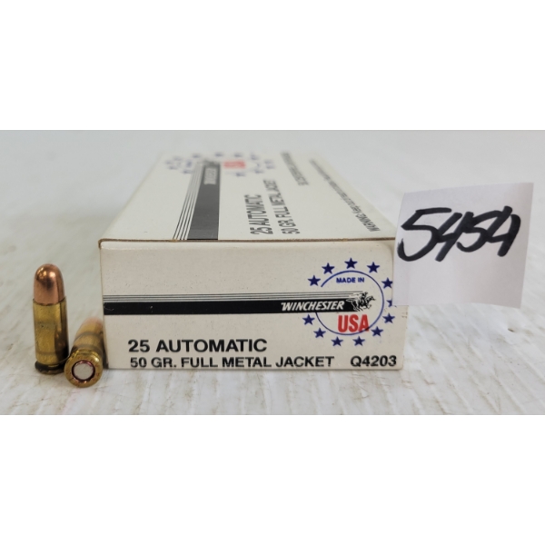 AMMO: 50X WINCHESTER .25AUTO - 50GR - FMJ