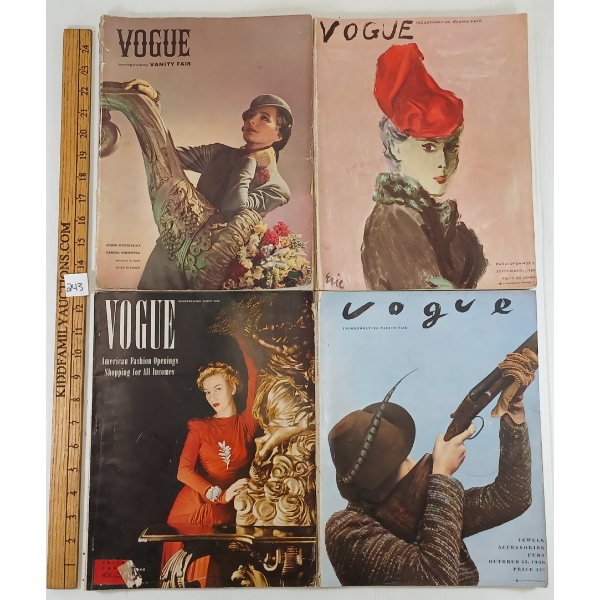 LOT OF 4 - VOGUE MAGAZINES - INCL 1936 & 1940