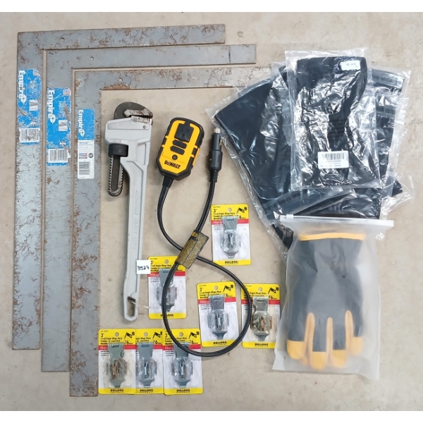 JOB LOT - EAR WARMERS - FRAMING SQUARES - HINGE HASPS, ETC.