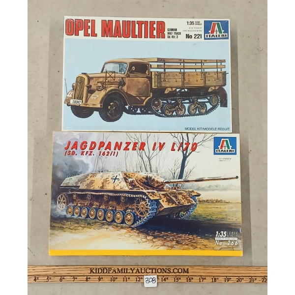 LOT OF 2 - ITALERI OPEL MAULTIER & JAGDPANZER IV L170 GERMAN TANK MODEL KITS