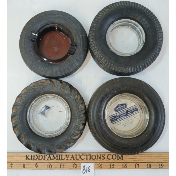 LOT OF 4 - GOODYEAR, GOODRICH & FIRESTONE TIRE ASH TRAYS