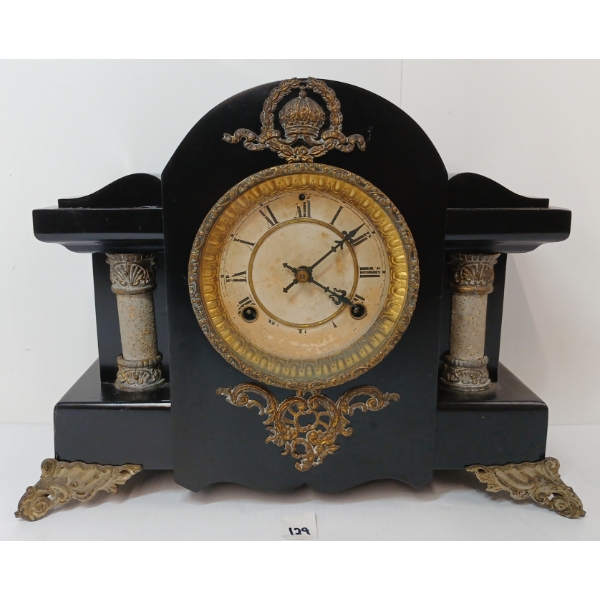 WATERBURY  DRAYTON  BLACK MANTEL 8 DAY CLOCK