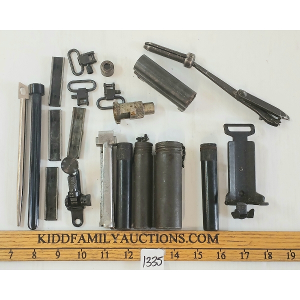 JOB LOT - MISC PARTS, OILERS, POWDER MEASURERS, ETC - MARBLE'S PEEP SIGHT, BOLT, SWIVELS, ETC
