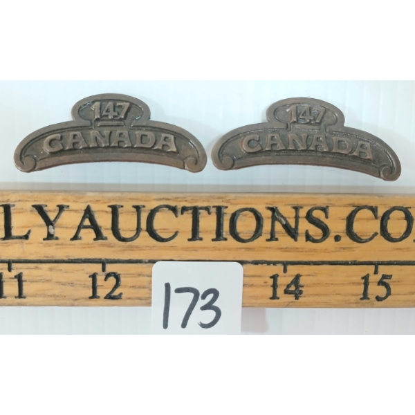 PAIR OF WWI 147TH BATTALION SHOULDER TITLES
