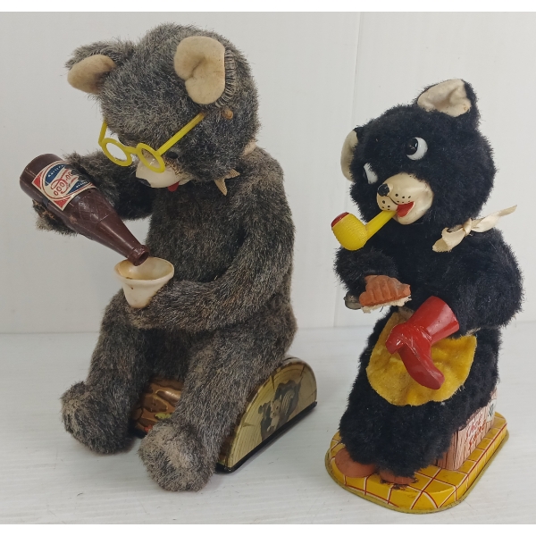 LOT OF 2 - SHOE SHINER & SODA DRINKING BEARS BATTERY OP TOYS