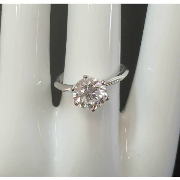 STERLING & MOISSANITE SOLITAIRE RING W/ CERTIFICATE