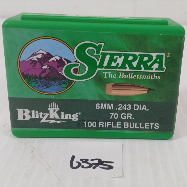 BULLETS: 100X SIERRA 6MM - 70GR - BLITZ KING - SEALED