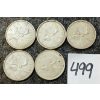 Image 1 : LOT OF 5 - 1956-1968 CDN 25 CENT SILVER COINS