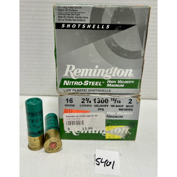 AMMO: 50X REMINGTON 16 GA 2-3/4IN NO2 STEEL SHOT 