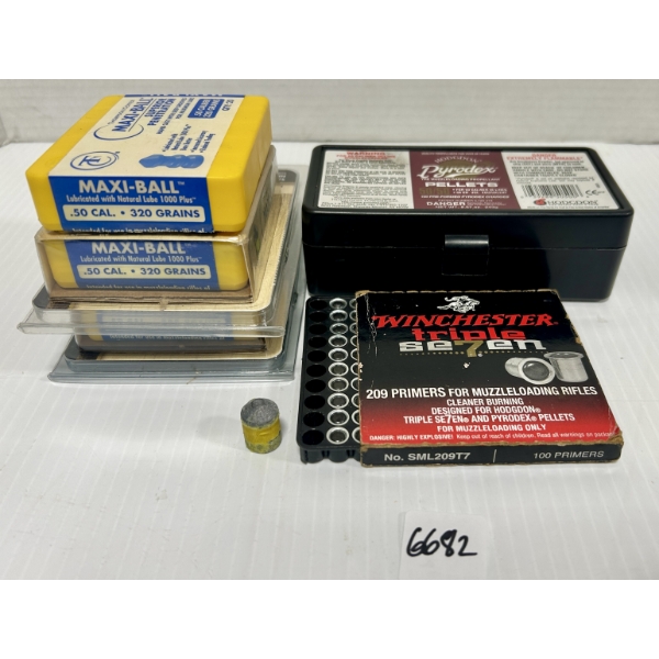 POWDER / BULLETS / PRIMERS: .50 CAL MUZZLE LOADER JOB LOT