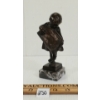 BRONZE CHILD HOLDING BOOK BY AUGUSTO PASSAGLIA - ON MARBLE BASE