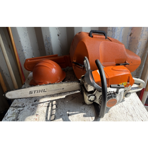 LOT OF 3 - STIHL MS291C CHAINSAW W CASE & SAFETY HELMET 