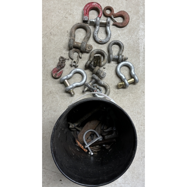 JOB LOT - CLEVISES, PINS, HOOKS, ETC.
