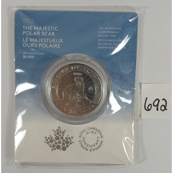2022 RCM 1 OZ SILVER BULLION COIN - THE MAJESTIC POLAR BEAR