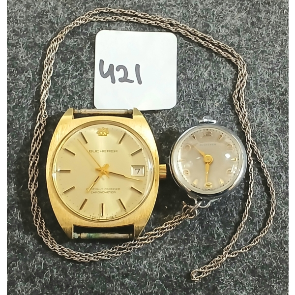 LOT OF 2  - BUCHERER CHRONOMETER WRISTWATCH FACE & PENDANT WATCH