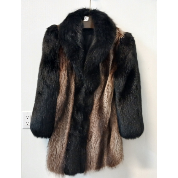 WOMENS MINK & RACCOON FUR CAR LENGTH COAT