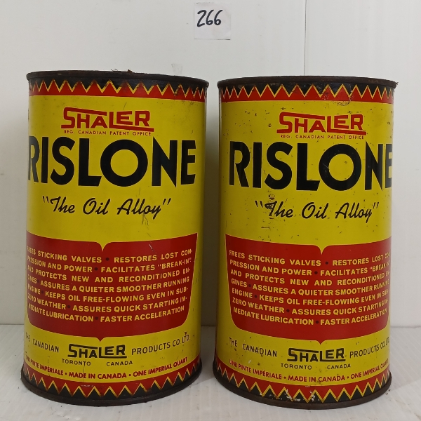 LOT OF 2 - SHALER RISLONE OIL ALLOY QT CANS