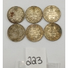 LOT OF 6 - 1920-1936 CDN SILVER 25 CENT PCS
