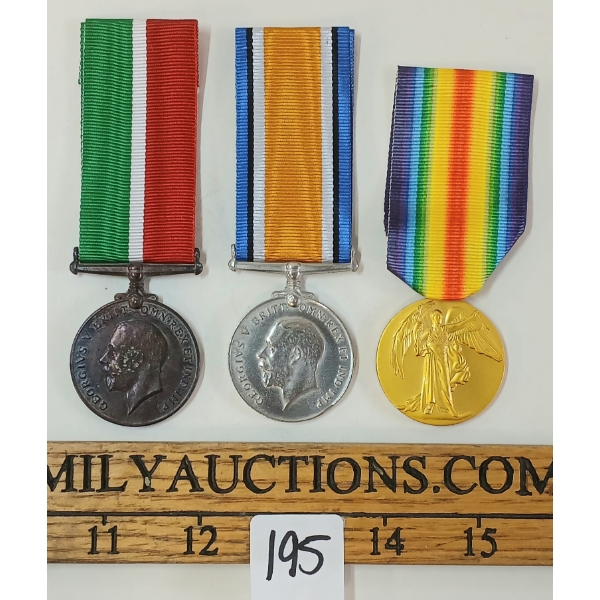 LOT OF 3 - WWI & MERCHANTILE MARINE MEDALS