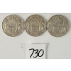 Image 1 : LOT OF 3 - 1952 CDN 25 CENT SILVER COINS