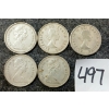 Image 2 : LOT OF 5 - 1959-1968 CDN 25 CENT SILVER COINS