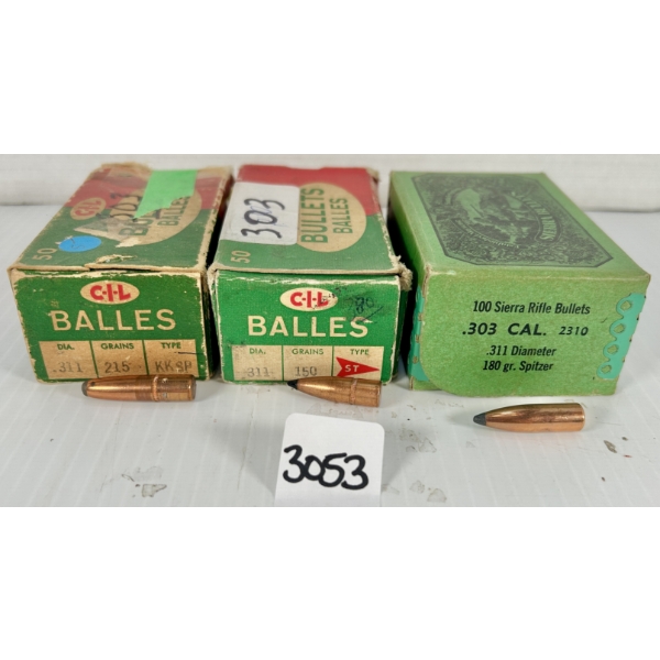BULLETS: APPROX 130X .303 CAL - 150 GR, 180 GR & 215 GR SP & POLY TIP