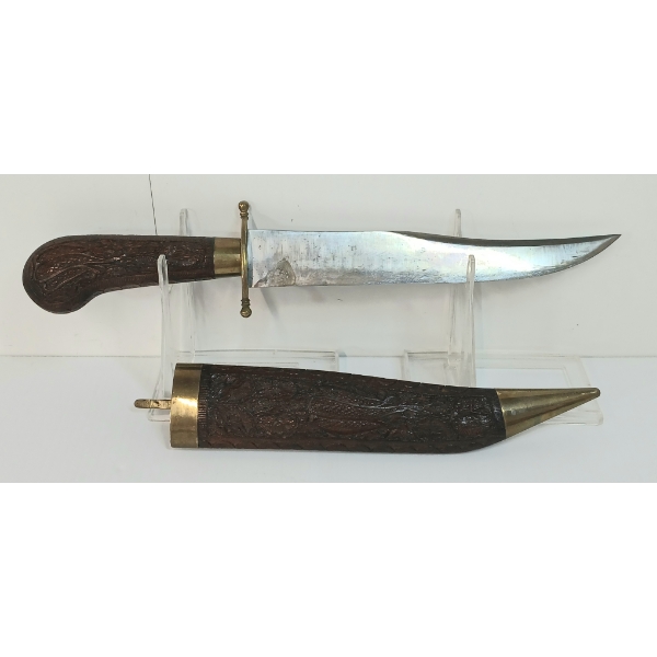 INDIAN CARVED DAGGER W/ SCABBARD