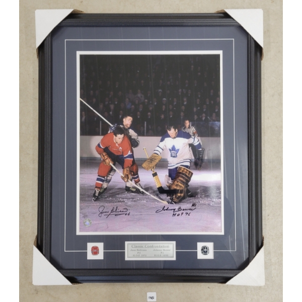 "CLASSIC CONFRONTATION" - FRAMED PRINT - AUTOGRAPHED BY JEAN BELIVEAU & JOHNNY BOWER