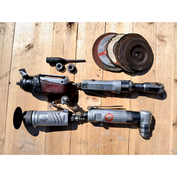 LOT OF 4 - MAC AIR TOOLS - ANGLE DRILL, IMPACT & RATCHET