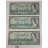 Image 1 : LOT OF 3 - 1954 CDN $1 BANKNOTES