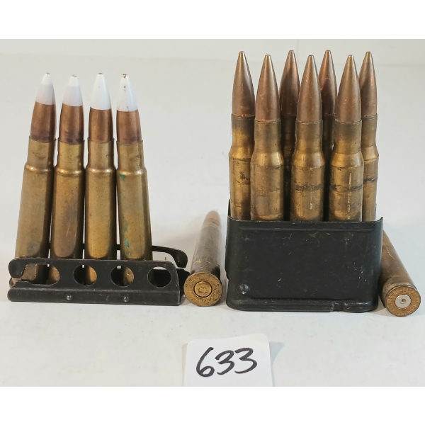 LOT OF 13 - M-1 GARRAND .30-06 & .303CAL DUMMY ROUNDS W/ STRIPPER CLIPS