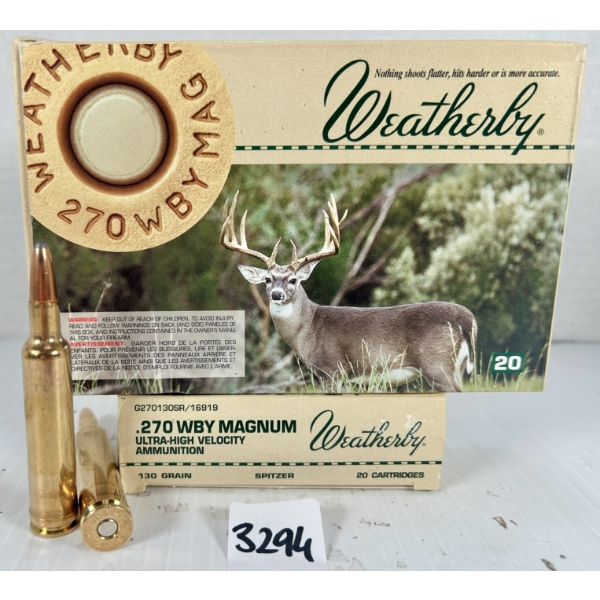 AMMO: 40X WEATHERBY .270 WBY MAG - 130 GR SP