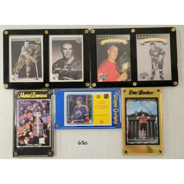  LOT OF 5 - HOCKEY CARDS - INCL HOWE, GEOFFRION, TALBOT ETC