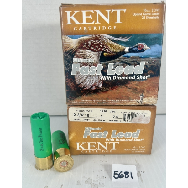 AMMO: 50X KENT 16 GA 2-3/4 IN - #7.5